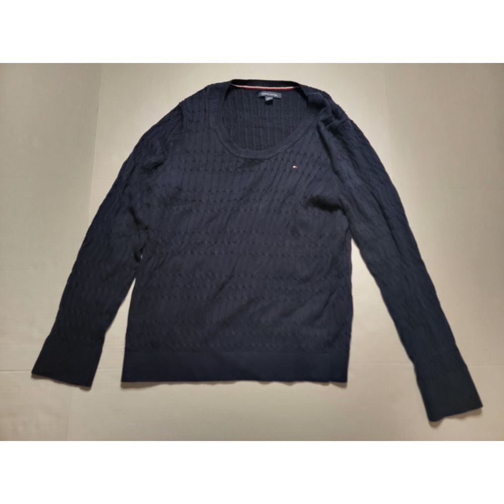 Tommy Hilfiger Men's Navy Solid Crew-Neck‎ Cotton Pullover Sweater